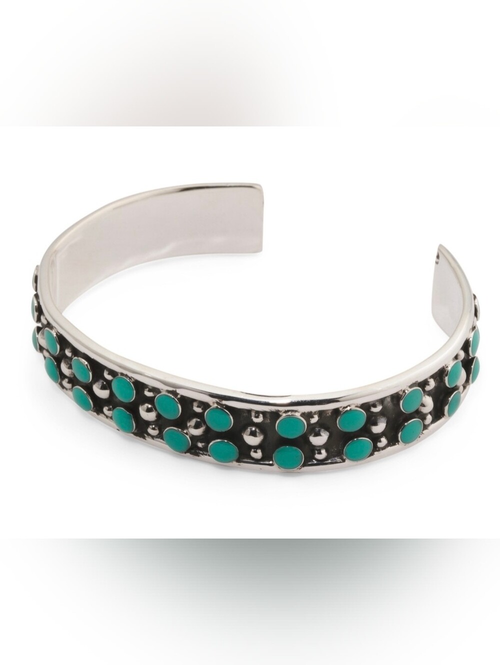 NWOT Seed & Sage Solid .925 Silver 34-Stone Turquoise Statement Cuff Bracelet